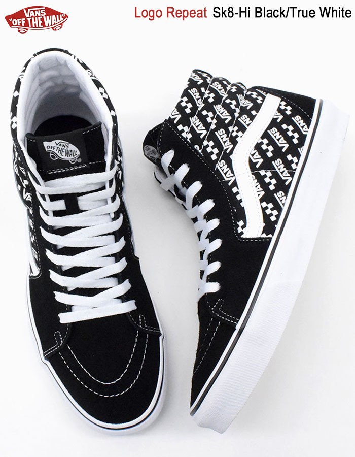 バンズ スニーカー VANS メンズ 男性用 スケートハイ Black/True White ロゴ リピート ( VN0A4U3CTEZ Sk8-Hi  Logo Repeat ハイカット )