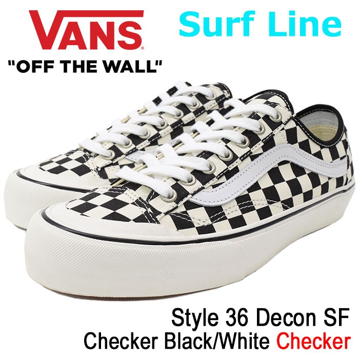 バンズ スニーカー VANS メンズ 男性用 スタイル 36 デコン SF チェッカー Black/White サーフライン(VN-0A3MVL01U  Style 36 Decon Checker)