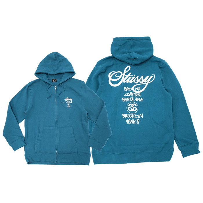 ステューシー STUSSY パーカー ジップアップ World Tour ( stussy full