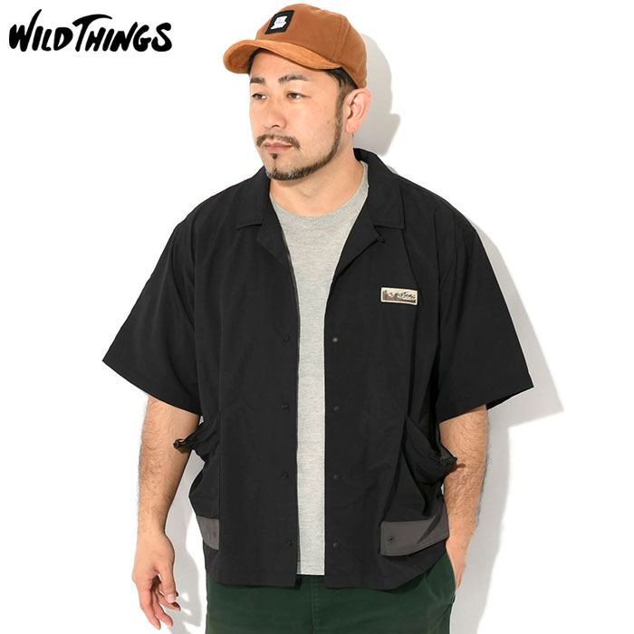藤原君ページ‼️ブラックOSB！ WILD THINGS（ワイルドシングス） シャツ 半袖 メンズ サプレックス