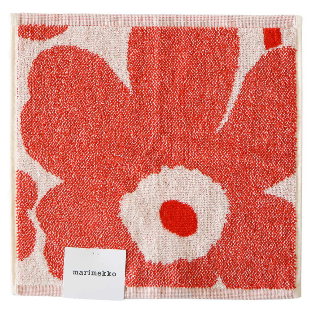 Unikko ミニタオル オフホワイト×オレンジレッド