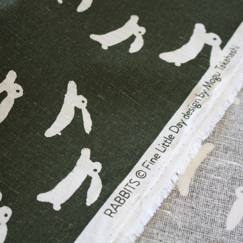 ファインリトルデイ 生地 布 MOGU TAKAHASHI ラビット ダークグリーン