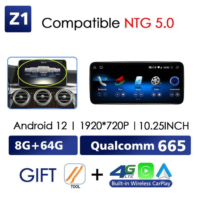 Android 13カーラジオ,WiFi,4G,GPSナビゲーション,メディアプレーヤー,CarPlay,ワイヤレス,メルセデスベンツ車用 (W205｜ichi-shop｜04