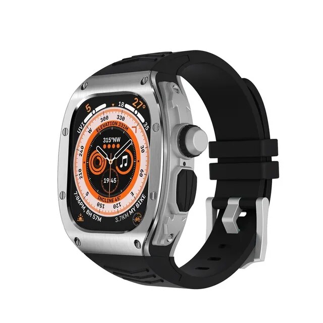 Apple Watch用シリコンストラップ,超薄型,49mm,iwatchシリーズ用メタルケース,改造キット,ベゼル,スポーツブレスレット｜ichi-shop｜02