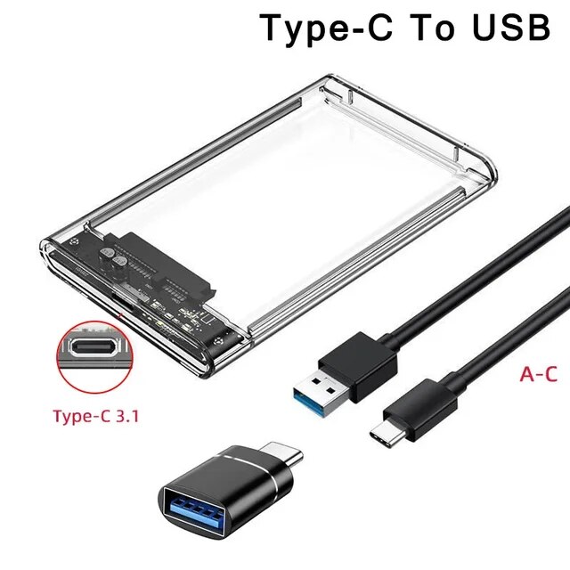 ラップトップ用の透明なHDDエンクロージャー,外付けHDD用の外部ストレージデバイス,USB 3.0,タイプC,ssdハードディスクボックス,2.5イ｜ichi-shop｜04