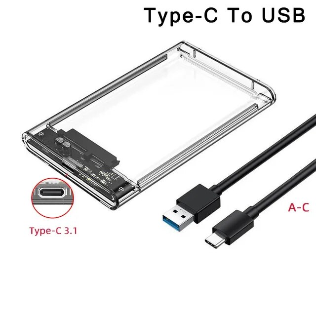 ラップトップ用の透明なHDDエンクロージャー,外付けHDD用の外部ストレージデバイス,USB 3.0,タイプC,ssdハードディスクボックス,2.5イ｜ichi-shop｜05