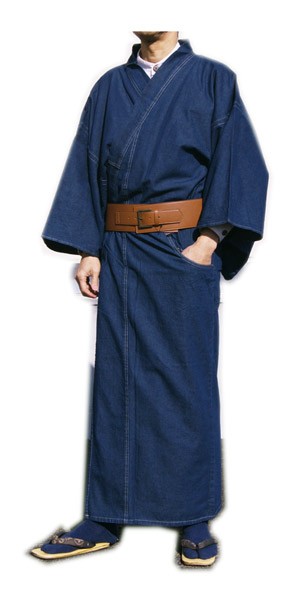 着物,男物,紳士,メンズ,和装,きもの,着物,デニム,ジーンズ,綿,ステッチ,仕立上がり,既製品,すぐに着用,ネイビー,インディゴ,サイズ,M,L,LL,ポケット付き