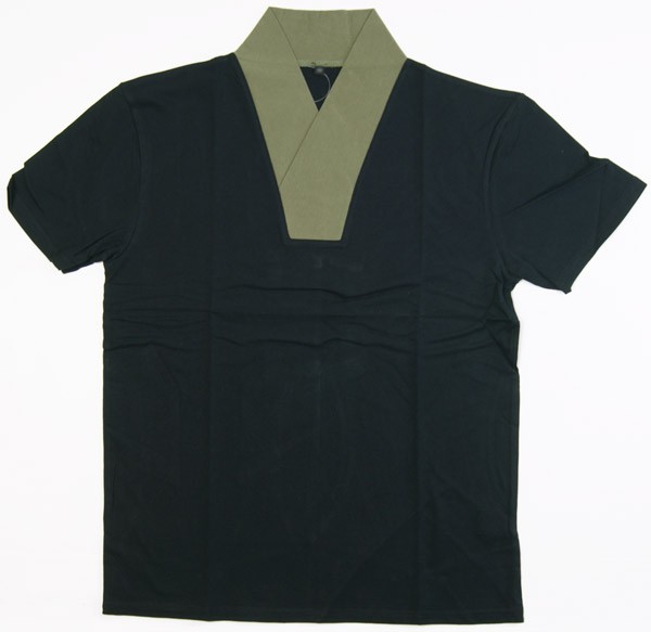 海外並行輸入正規品 Vネック 男物半襦袢 緑系色衿半襦袢 Tシャツタイプ襟 M/Lサイズ 服＆ファッション小物