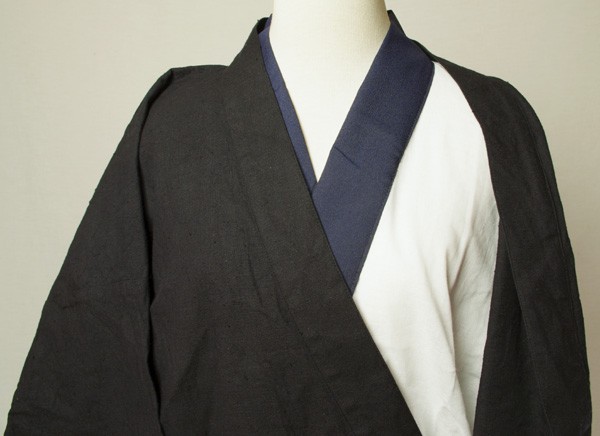 着物,和装小物,男物,半襦袢,衿付,襟付,Vネック,シャツ型,肌着,紺色,M,L,LL,サイズ