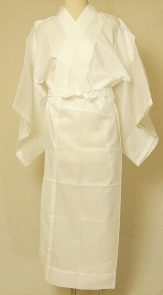 【がちょん】夏用　絽　喪服　長襦袢　反物　絹100%【未仕立品】 家庭で洗える 絽白夏用長式襦袢一部式 M/L 半衿（絽） 紐付 夏