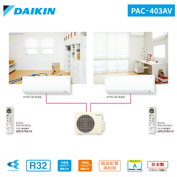 DAIKIN/ダイキン マルチパックエアコン 2.2kW/6畳 2室用（単相200V