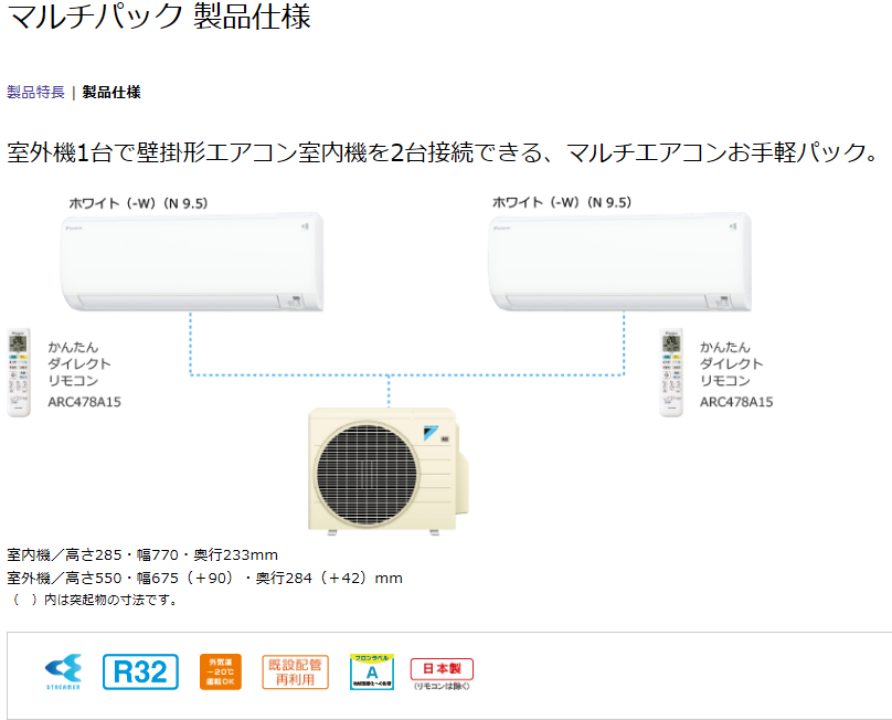 PAC-45RV ダイキン ハウジングエアコン マルチパック 壁掛形 2.2kW 2.8kW のセット 単相200V ワイヤレス  最大83%OFFクーポン