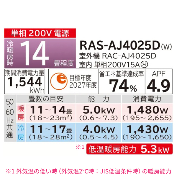 白くまくん エアコン 18畳 HITACHI 日立 2025年製 AJシリーズ 「RAS