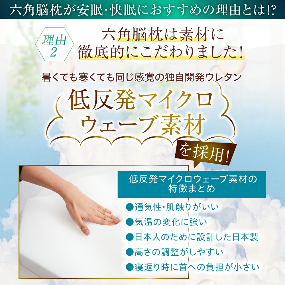 六角脳枕 枕 快眠 低反発 マイクロウェーブ 睡眠 雲のやすらぎ 寝返り