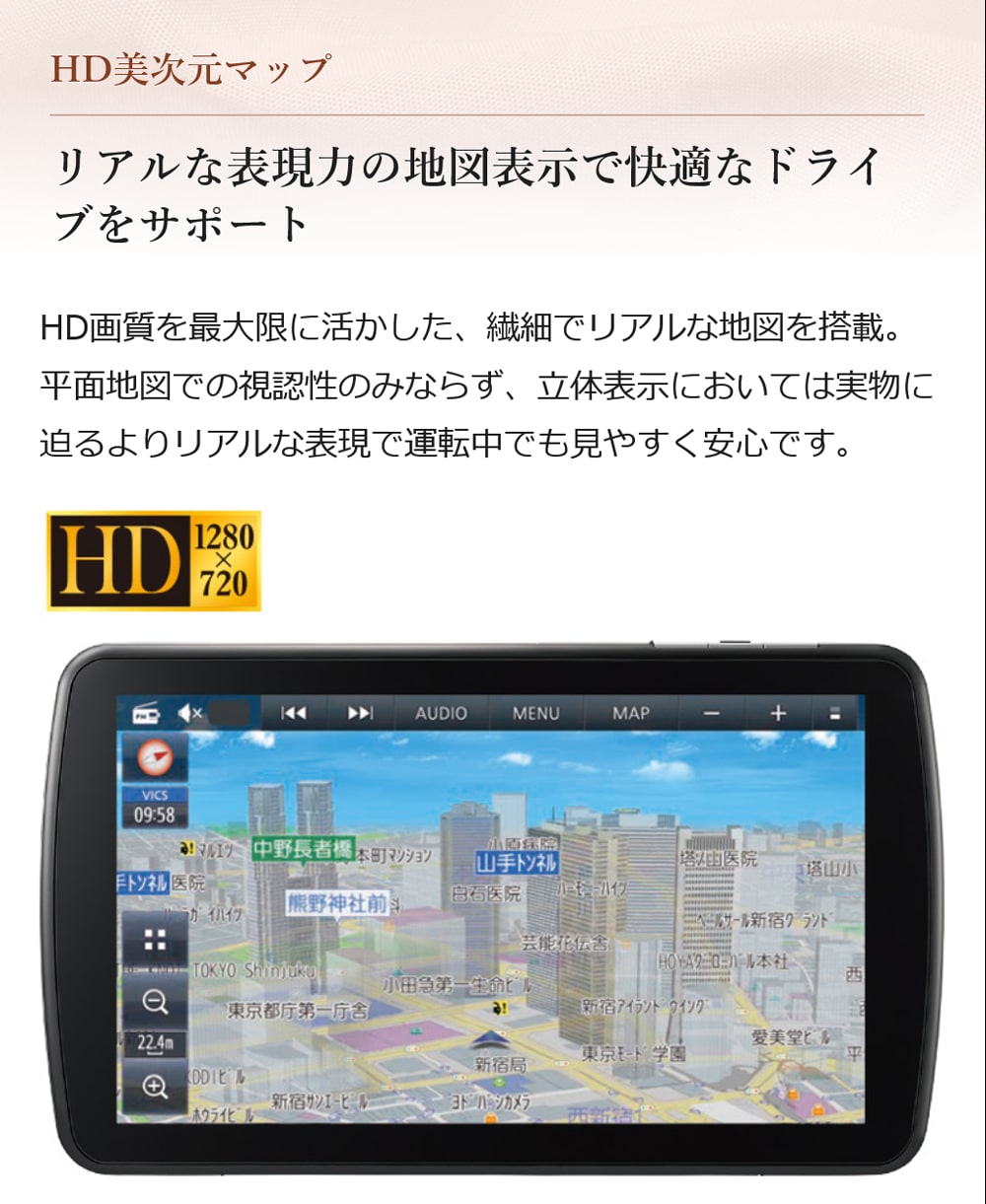 フローティング 9インチ HD液晶カーナビ パナソニック カーナビ ストラーダ Strada おすすめ 9インチ 9型 9V型 DVD CD  Bluetooth SD Panasonic CN-F1D9GD