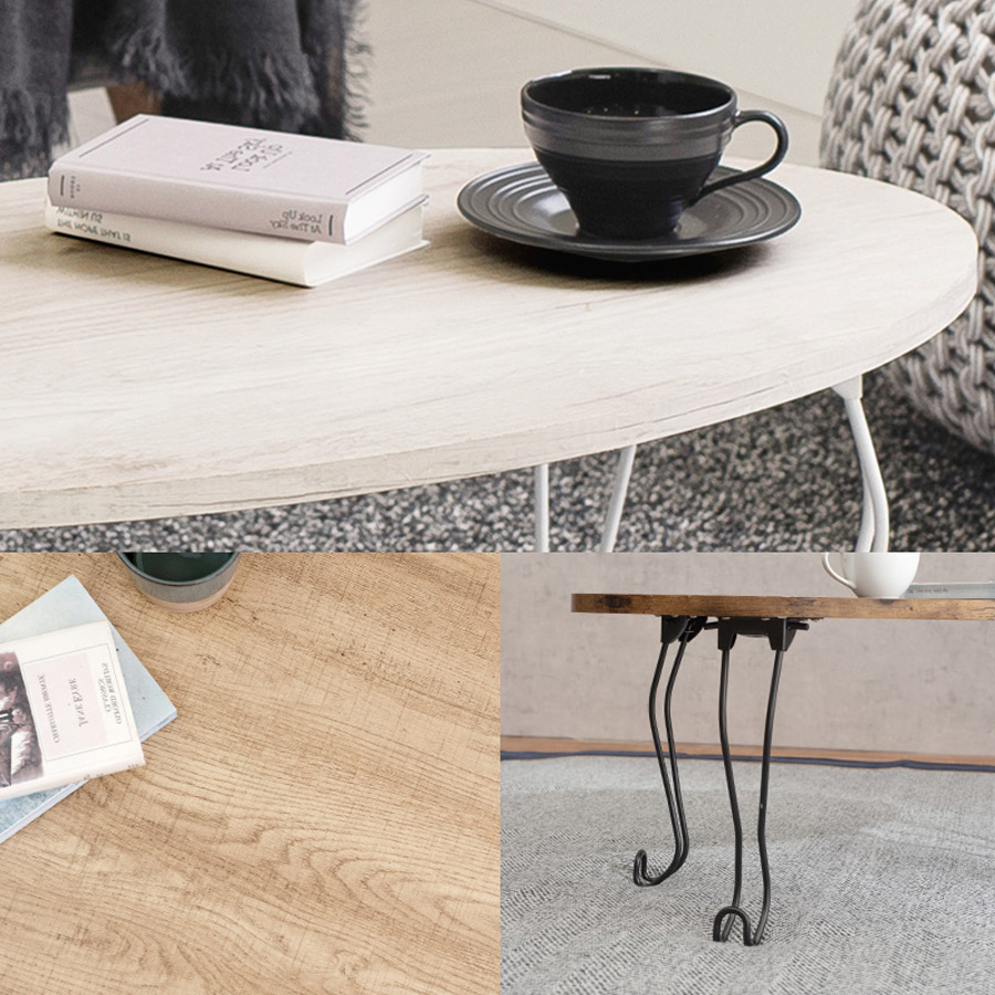 折れ脚テーブル 丸型 90×50cm 猫脚 MT-6865WS : 壱番館STOREプレミアム