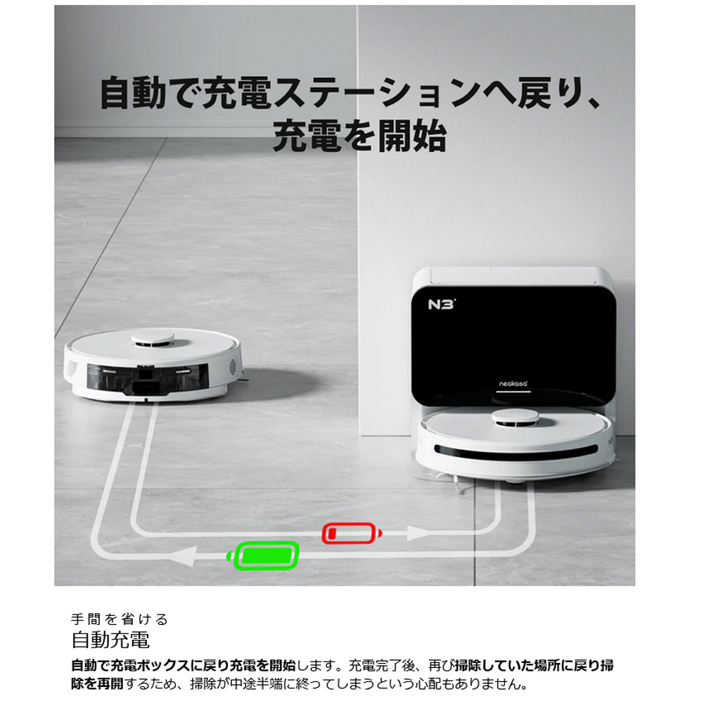 Neakasa NoMo N3 ロボット掃除機 本体 新品未開封 Amazon | Neakasa N3 ロボット掃除機 超吸引力4000Pa マッピング