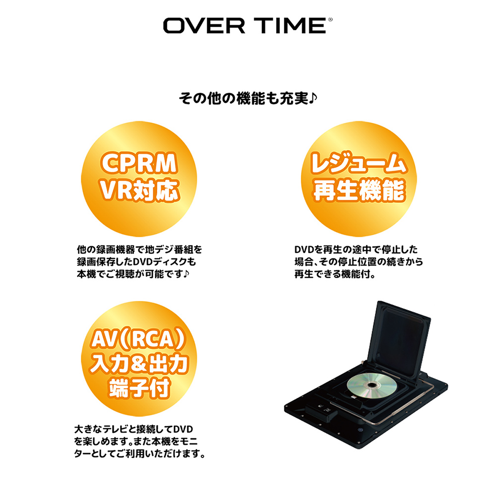 防水テレビ DVDプレーヤー内蔵 14インチ ポータブルテレビ 地デジ対応