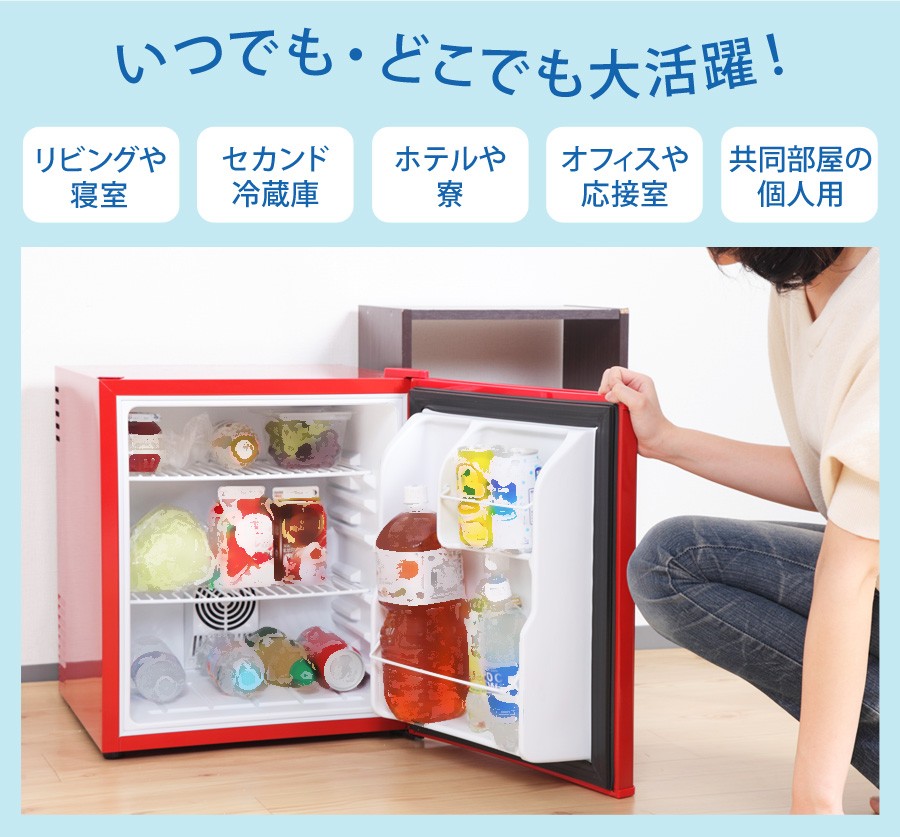 冷蔵庫 一人暮らし 48L 霜取り不要 冷凍室なし 小型 静音 ペルチェ方式 1ドア冷蔵庫 小型冷蔵庫 オフィス用 冷庫さんシリーズ 延長保証 SunRuck サンルック 公式