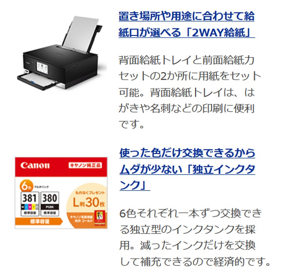 インクジェット複合機 PIXUS ピクサス キャノン Canon A4カラー対応 インクジェットプリンター 本体 6色インク Wi-Fi対応 年賀状  はがき印刷 TS8230