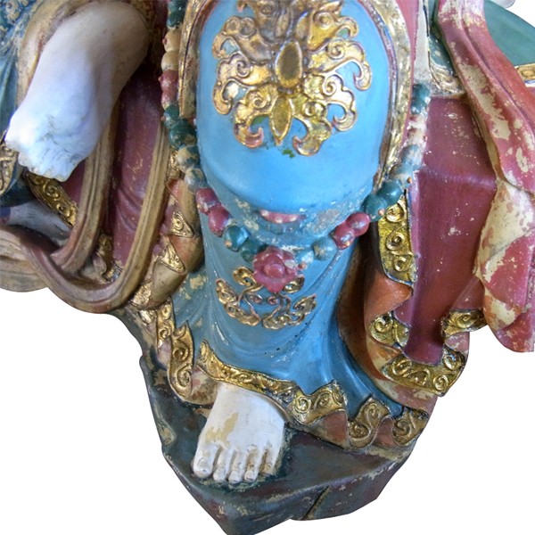 仏像 彩絵観音菩薩坐像 古色仕上げ 観音 ご本尊 仏教 置物 インテリア