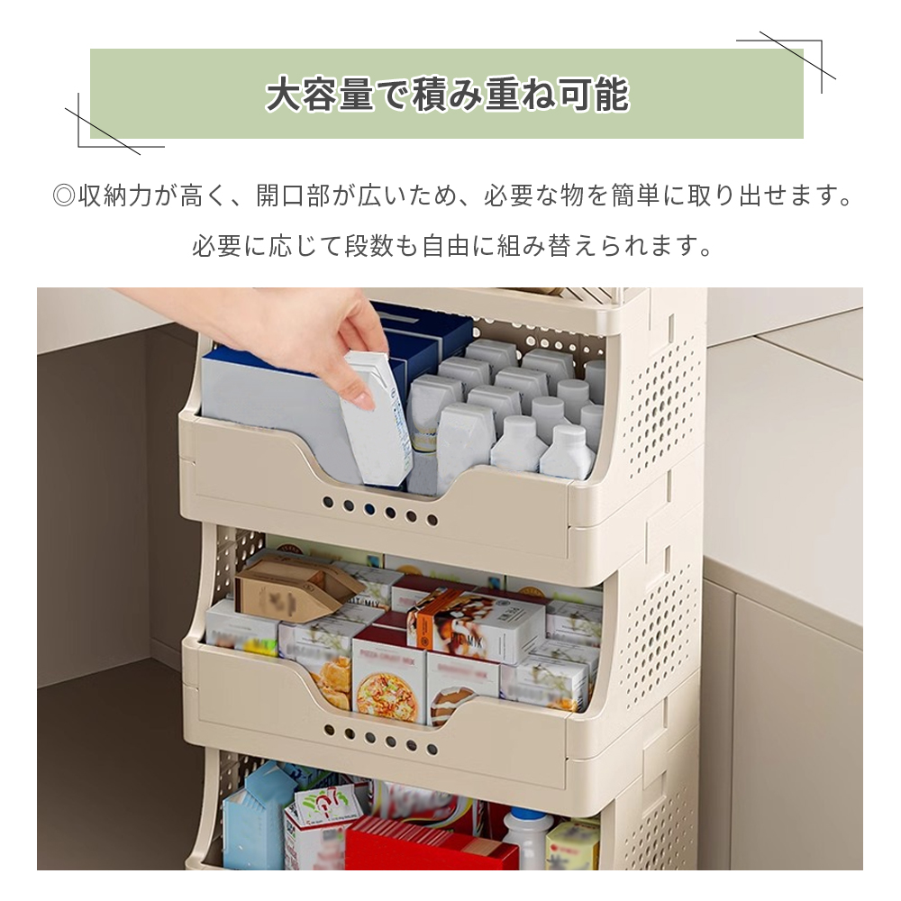 収納ワゴン 多段式 キッチンワゴン 折り畳み式...の詳細画像2