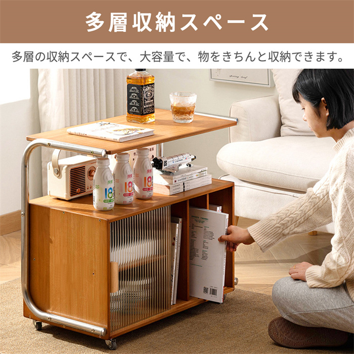 キッチンカウンター 組み立て式大容量食器棚 アクリル扉付き キッチン