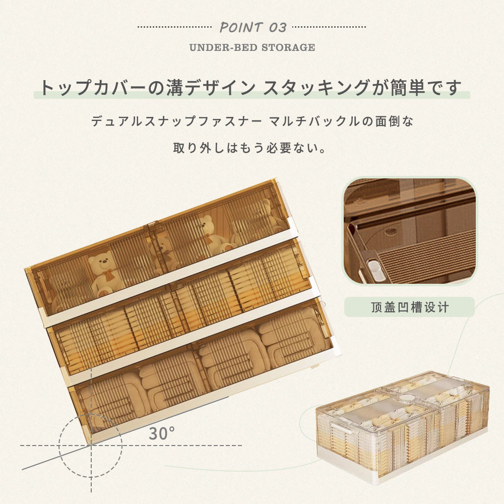 ベッド下収納ボックス キャスター付き 折りたた...の詳細画像3