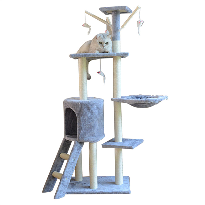 キャットタワー 据え置き 猫タワー 高さ138cm 爪とぎ 隠れ家 おしゃれ