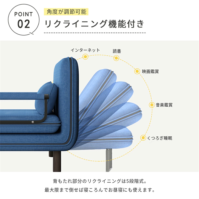 ソファー ソファーベッド 折りたたみ 1人 2人掛け リクライニング 3WAY ハイバックソファ ローソファー おしゃれ 簡易ベッド 1人 2人 送料無料 関連画像2