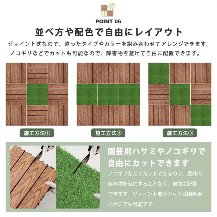 人工木 ウッドパネル ウッドデッキ DIY ベランダ ジョイント式 15枚 30