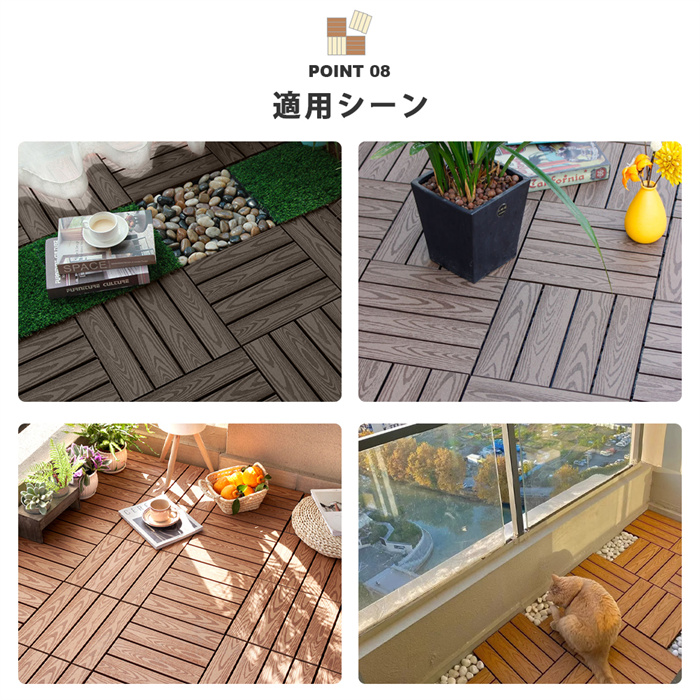 人工木 ウッドパネル ウッドデッキ DIY ベランダ ジョイント式 15枚 30