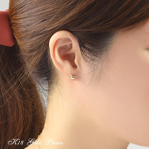 18金 スタッドピアス ハート ピアス 18k K18 ゴールド 約5mm ハート