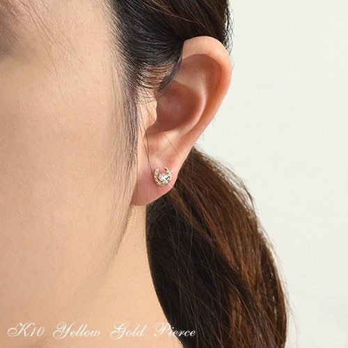 キュービックジルコニア 馬蹄 ピアス ホースシュー スタッドピアス 