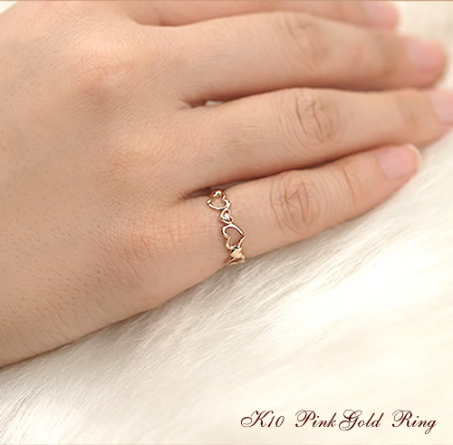 4℃ピンクゴールドダイヤリング10号 受注生産】リング 指輪 ダイヤモンド ピンキーリング 10金 10k K10