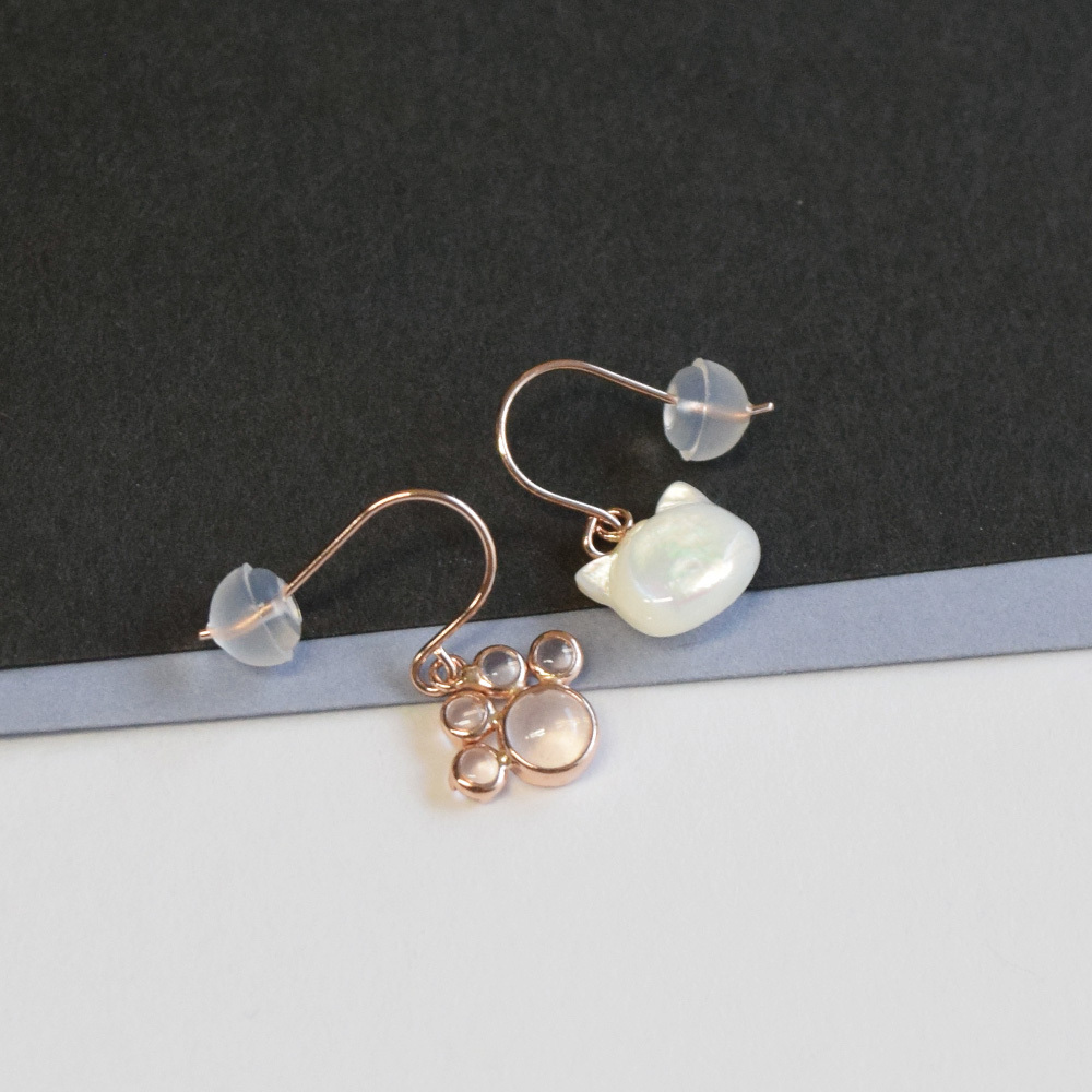 ❤️天然石✨ローズクォーツ✨薔薇& k10✨蝶々❤️揺れる✨ダンシングピアス✨両耳用 ma792-1.jpg