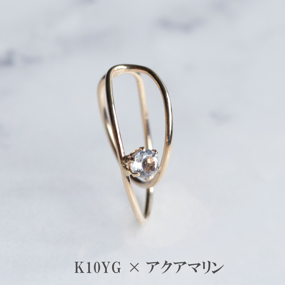 イヤーカフ K10 天然石 イエローゴールド アクアマリン ピンクゴールド ピンクトルマリン イヤカフ 2連 2重 二重 ダブル ワイヤー リング |  | 01