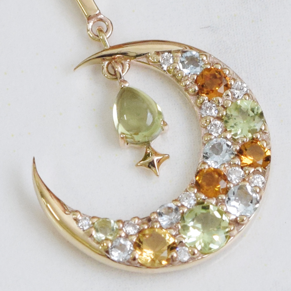 銀河鉄道の夜 モチーフ カラーストーン ペンダント ネックレス 10金