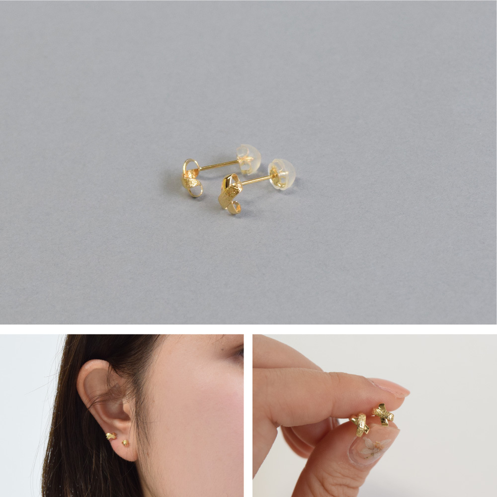 ピアス 18金 K18 18k ゴールド スタッドピアス つけっぱなし クロス