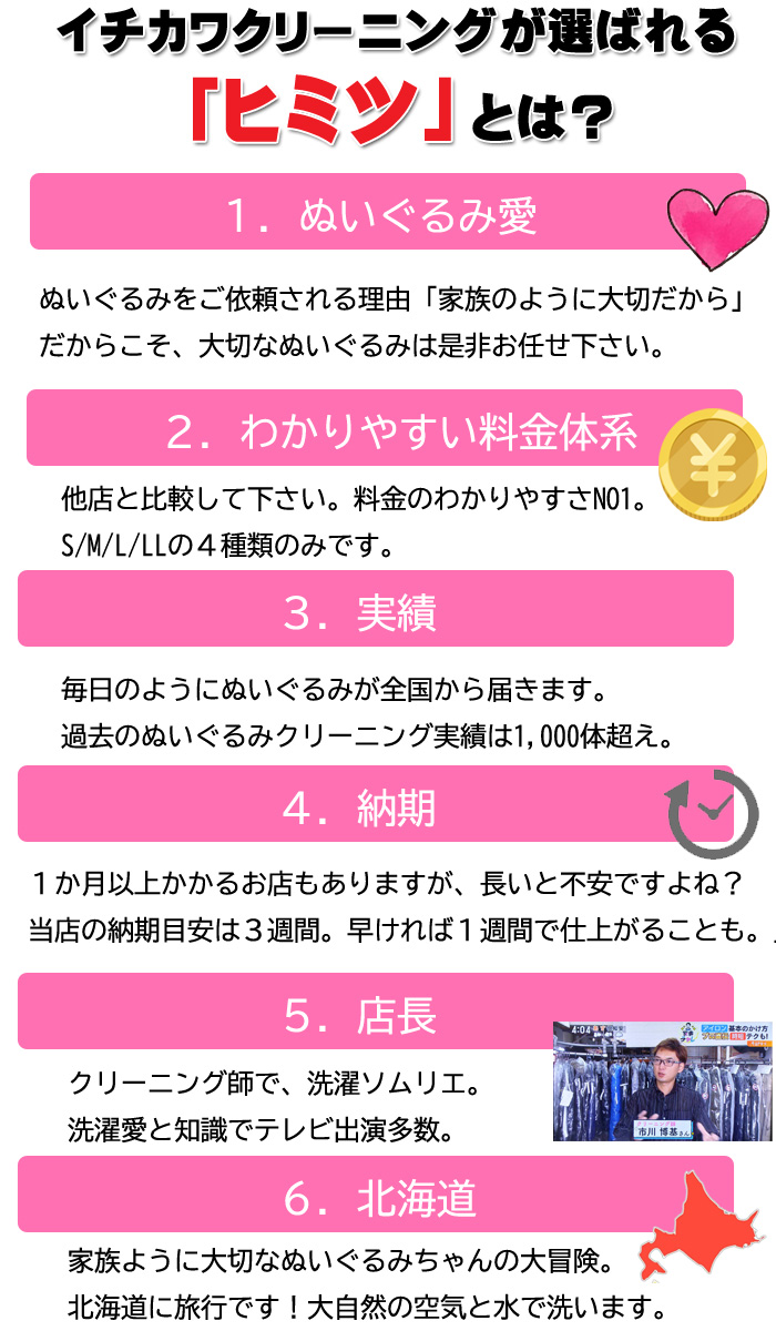 イチカワクリーニングのぬいぐるみクリーニングが選ばれる理由