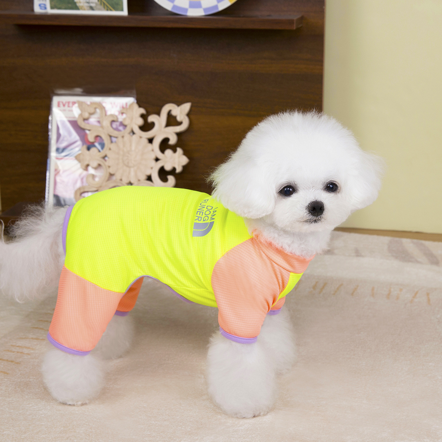 犬 服 春 夏 ロンパース 蛍光 ビタミンカラー カバーオール D環 四つ足
