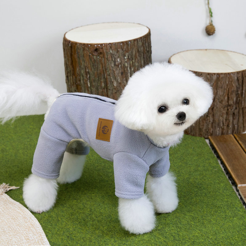 犬 服 ふわふわ フリース 背中開き ロンパース 背中チャック D環付