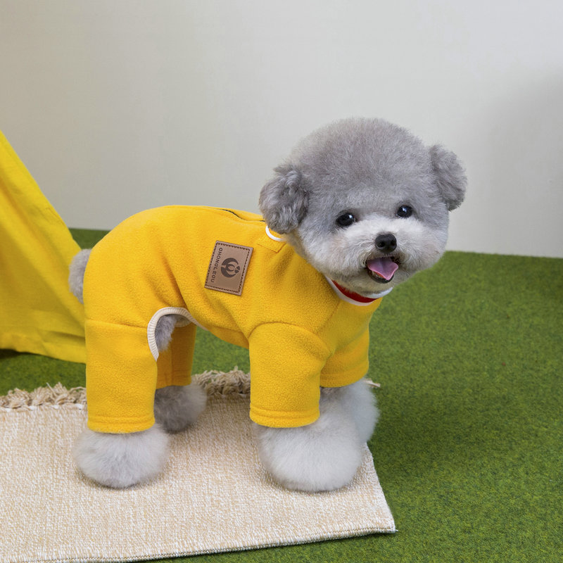 犬 服 ふわふわ フリース 背中開き ロンパース 背中チャック D環付