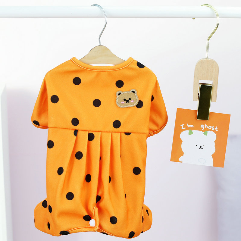 犬 服 春 夏 冬 秋 ロンパース 水玉 ドット つなぎ カバーオール 四つ足 ぱじゃま プリーツ おしゃれ かわいい 着せやすい小型犬 中型犬 柴犬 |  | 03
