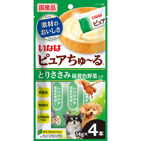 Yahoo! Yahoo!ショッピング(ヤフー ショッピング)いなば ピュアちゅ〜る とりささみ 緑黄色野菜入り 14g×4本 DS-198 犬用スナック