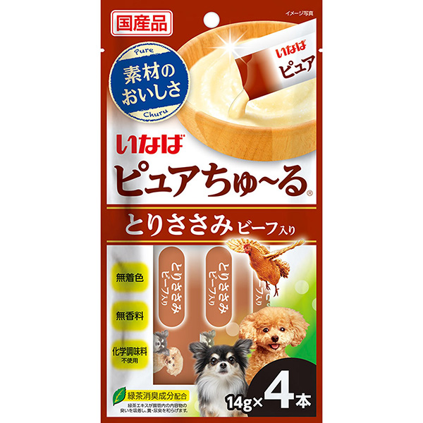 Yahoo! Yahoo!ショッピング(ヤフー ショッピング)いなば ピュアちゅ〜る とりささみ ビーフ入り 14g×4本 DS-199 犬用スナック