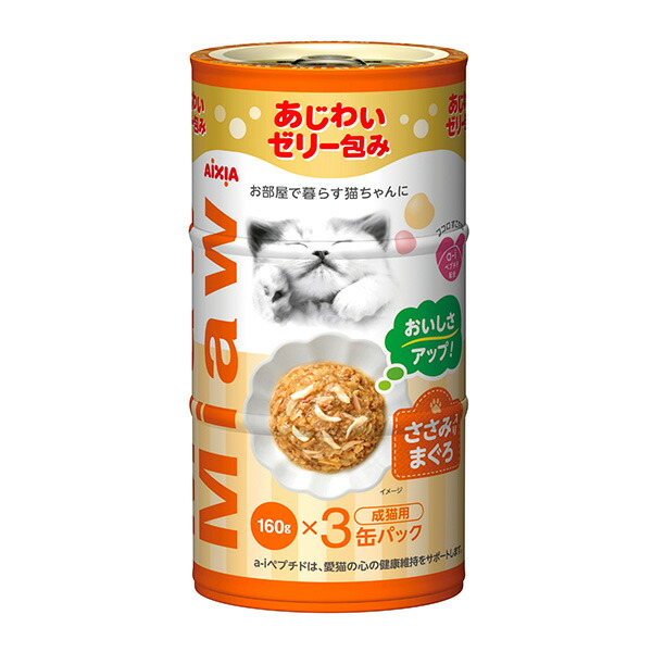 Yahoo! Yahoo!ショッピング(ヤフー ショッピング)アイシア:MｉawMｉaw 3P ささみ入りまぐろ 480g（160g×3缶） 4571104718925 あじわいゼリー仕立てのミックスベース
