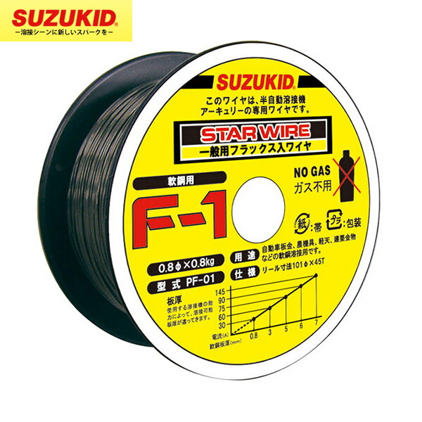 （在庫有）SUZUKID（スズキッド） F-1 ノンガスワイヤ 軟鋼用0.8φ×0.8kg PF-01 PF-01 | 