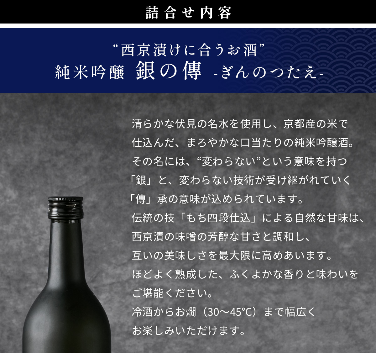 西京漬けに合うお酒 純米吟醸 銀の傳