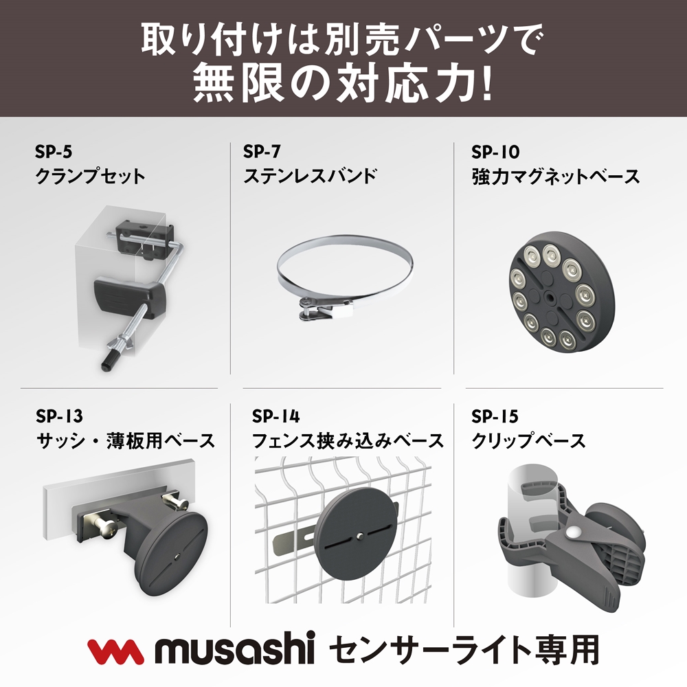 musashi（ムサシ） スライド型 センサーライト コンセント式 屋外 防水